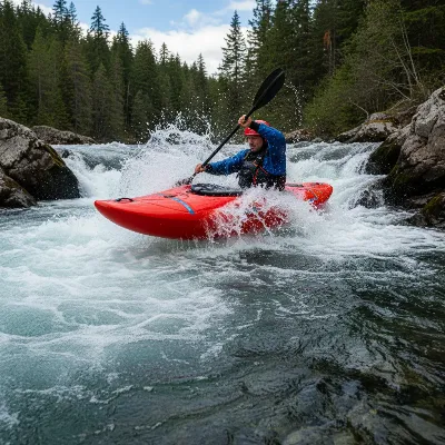 A hard shell kayak expertly navigating challenging whitewater rapids, emphasizing its performance, control, and durability in rough conditions.
