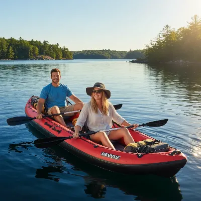 Sevylor Big Basin 3-person inflatable kayak comfortably seating two large adults